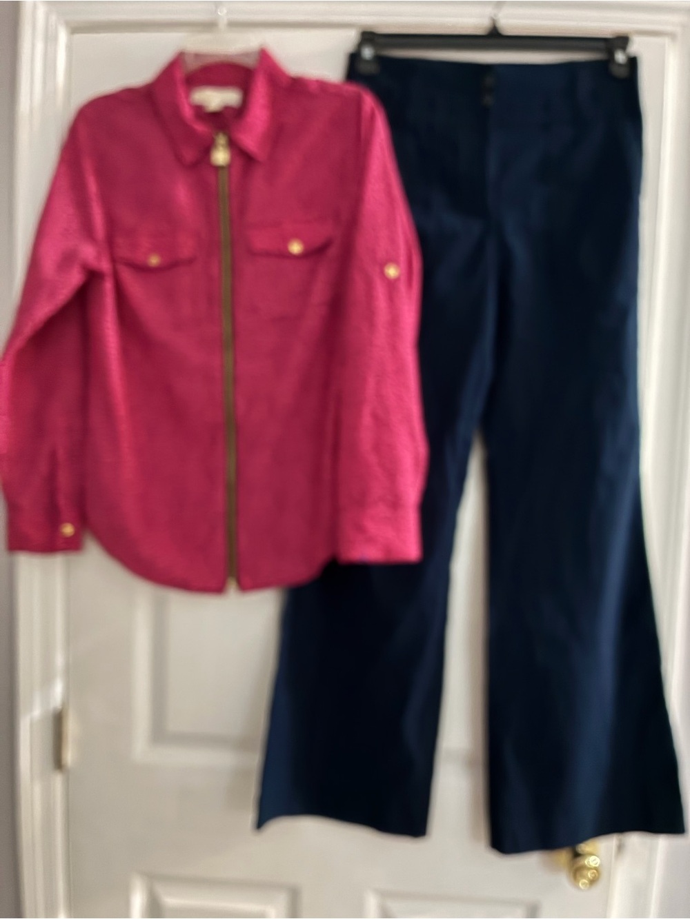 Michael Kors M Zip-Front Blouse Paired With Maeve Anthropologie Pants Size 8